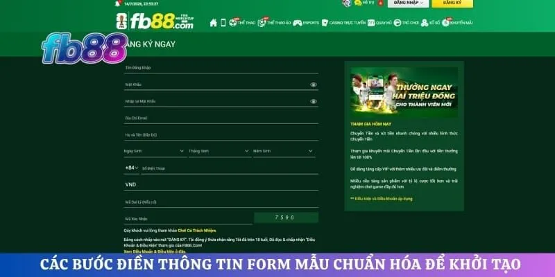 Các bước điền thông tin form mẫu chuẩn hóa để khởi tạo
