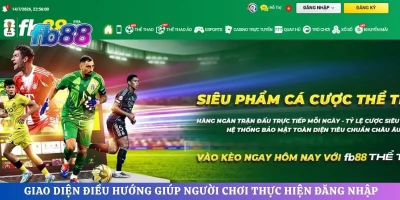 Giao diện điều hướng giúp người chơi thực hiện đăng nhập
