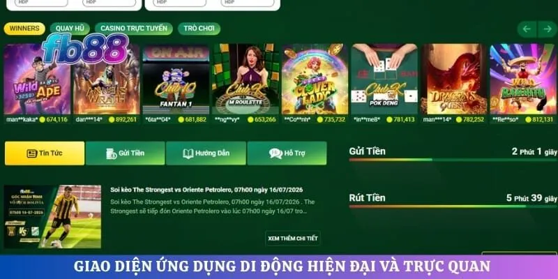 Giao diện ứng dụng di động hiện đại và trực quan