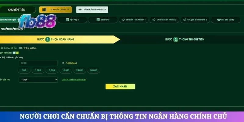 Người chơi cần chuẩn bị thông tin ngân hàng chính chủ