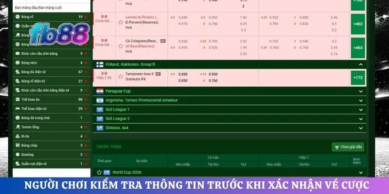 Người chơi kiểm tra thông tin trước khi xác nhận vé cược